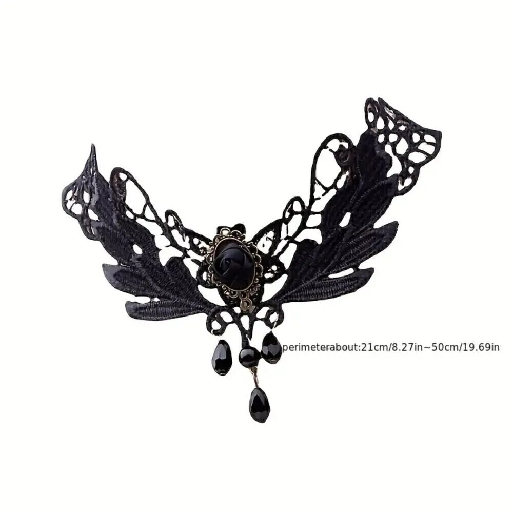 New - Gorgeous European Style Black Lace Necklace